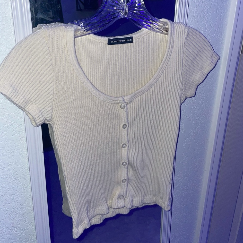 Brandy Melville Yellow Button Top